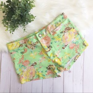 EROW Green Floral Shorts